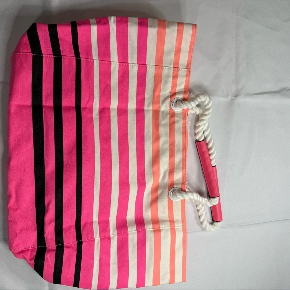 Victoria's Secret Pink and Black Striped Tote